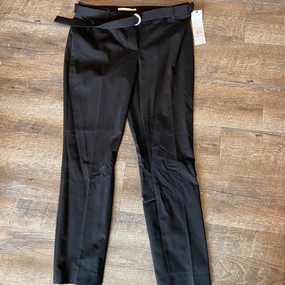 Calvin Klein Black Slack Pants with belt NWT